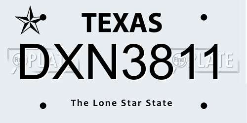 DXN3811 Texas License Plate
