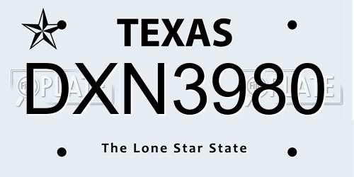 DXN3980 Texas License Plate