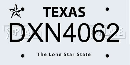 DXN4062 Texas License Plate