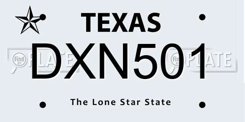 DXN501 Texas License Plate