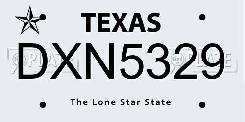 DXN5329 Texas License Plate