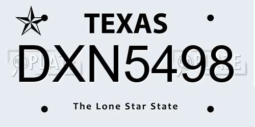 DXN5498 Texas License Plate