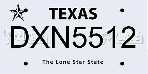 DXN5512 Texas License Plate