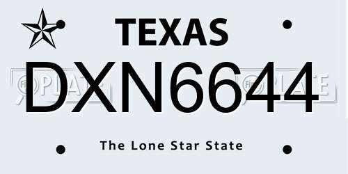 DXN6644 Texas License Plate