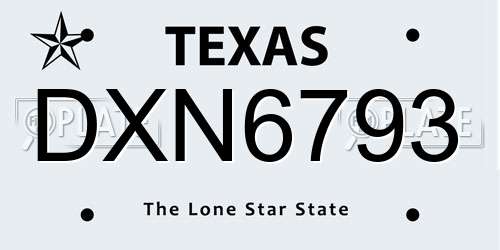 DXN6793 Texas License Plate