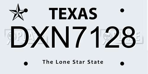 DXN7128 Texas License Plate