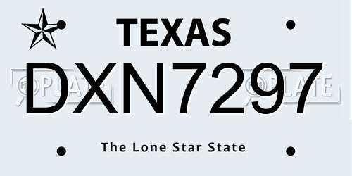DXN7297 Texas License Plate