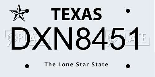 DXN8451 Texas License Plate