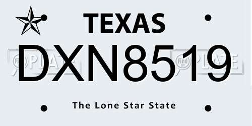DXN8519 Texas License Plate