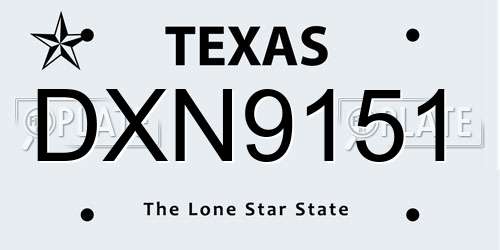DXN9151 Texas License Plate