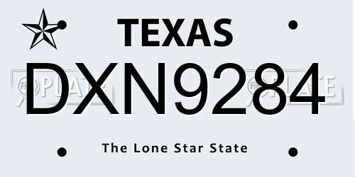 DXN9284 Texas License Plate