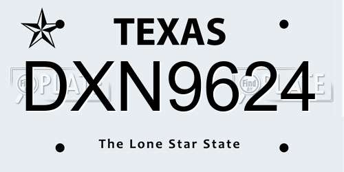 DXN9624 Texas License Plate