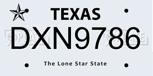 DXN9786 Texas License Plate
