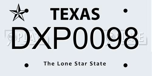 DXP0098 Texas License Plate