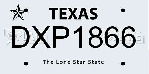 DXP1866 Texas License Plate