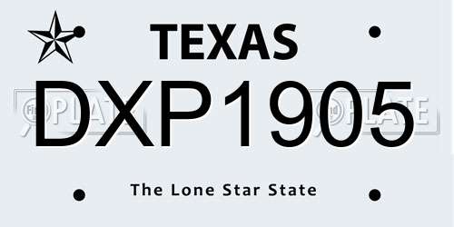 DXP1905 Texas License Plate