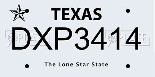 DXP3414 Texas License Plate