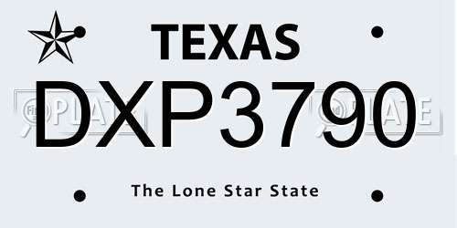 DXP3790 Texas License Plate