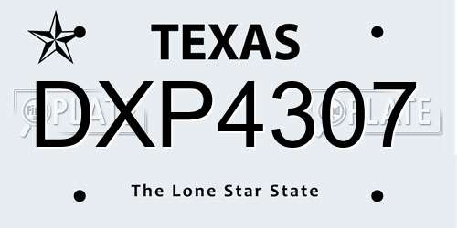 DXP4307 Texas License Plate