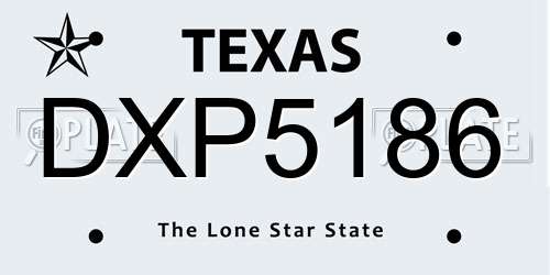DXP5186 Texas License Plate