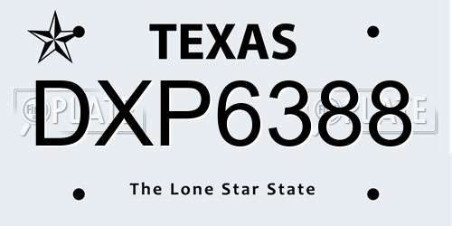 DXP6388 Texas License Plate