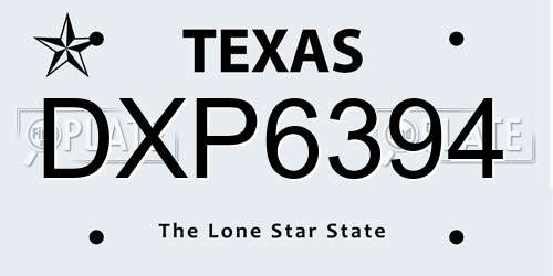 DXP6394 Texas License Plate
