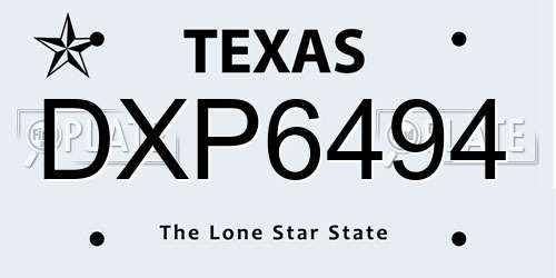 DXP6494 Texas License Plate