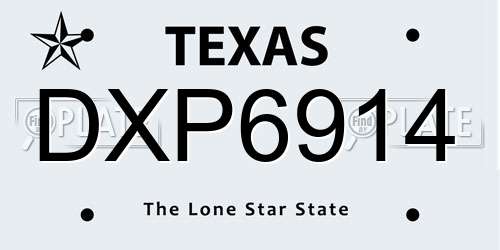 DXP6914 Texas License Plate