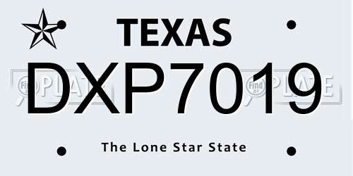 DXP7019 Texas License Plate
