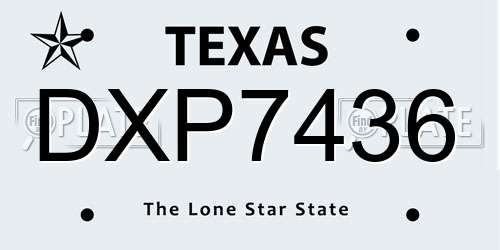DXP7436 Texas License Plate