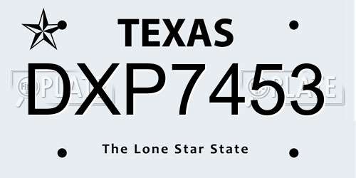 DXP7453 Texas License Plate