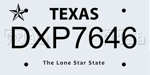 DXP7646 Texas License Plate