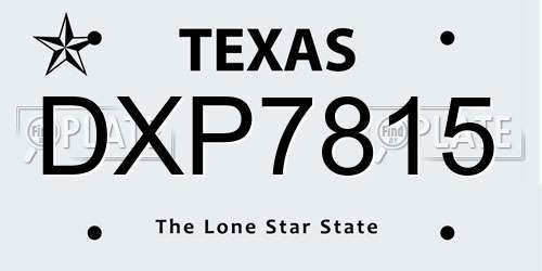 DXP7815 Texas License Plate