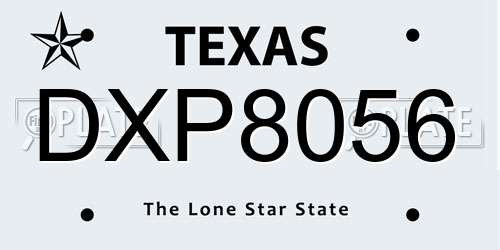 DXP8056 Texas License Plate
