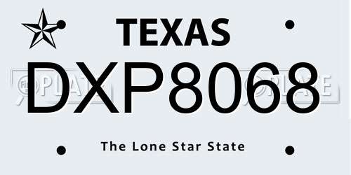 DXP8068 Texas License Plate