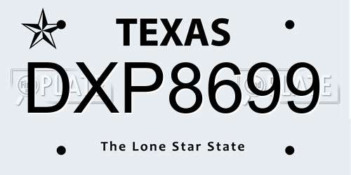 DXP8699 Texas License Plate