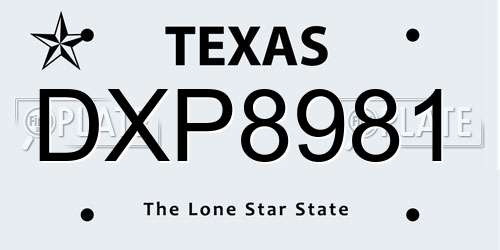 DXP8981 Texas License Plate