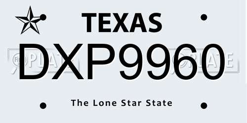 DXP9960 Texas License Plate