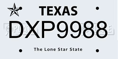 DXP9988 Texas License Plate