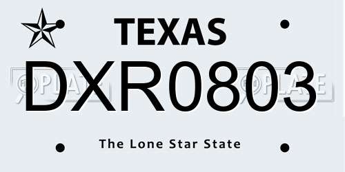 DXR0803 Texas License Plate
