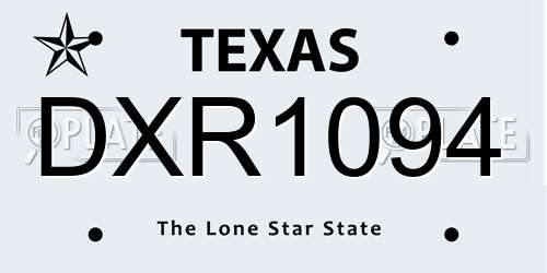 DXR1094 Texas License Plate