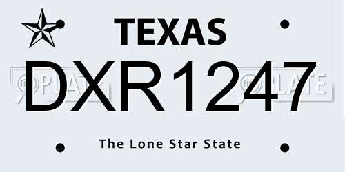 DXR1247 Texas License Plate