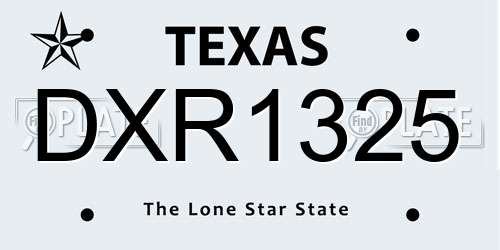 DXR1325 Texas License Plate