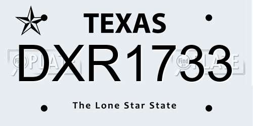 DXR1733 Texas License Plate