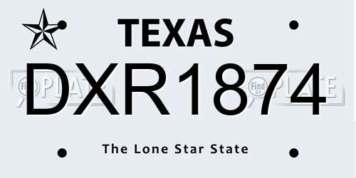 DXR1874 Texas License Plate