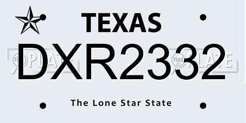 DXR2332 Texas License Plate