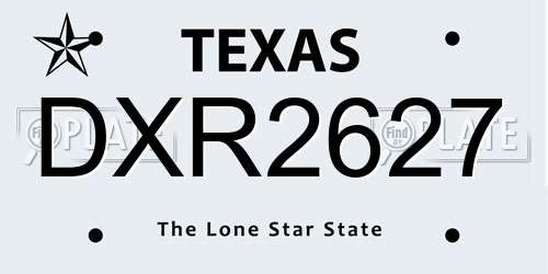 DXR2627 Texas License Plate