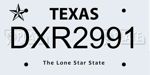DXR2991 Texas License Plate