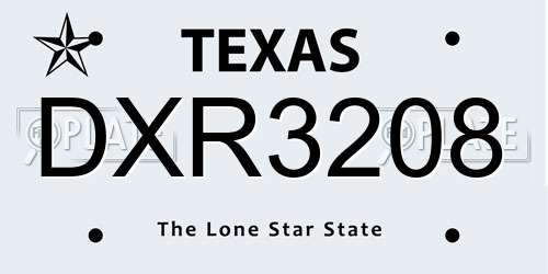DXR3208 Texas License Plate
