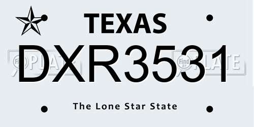 DXR3531 Texas License Plate